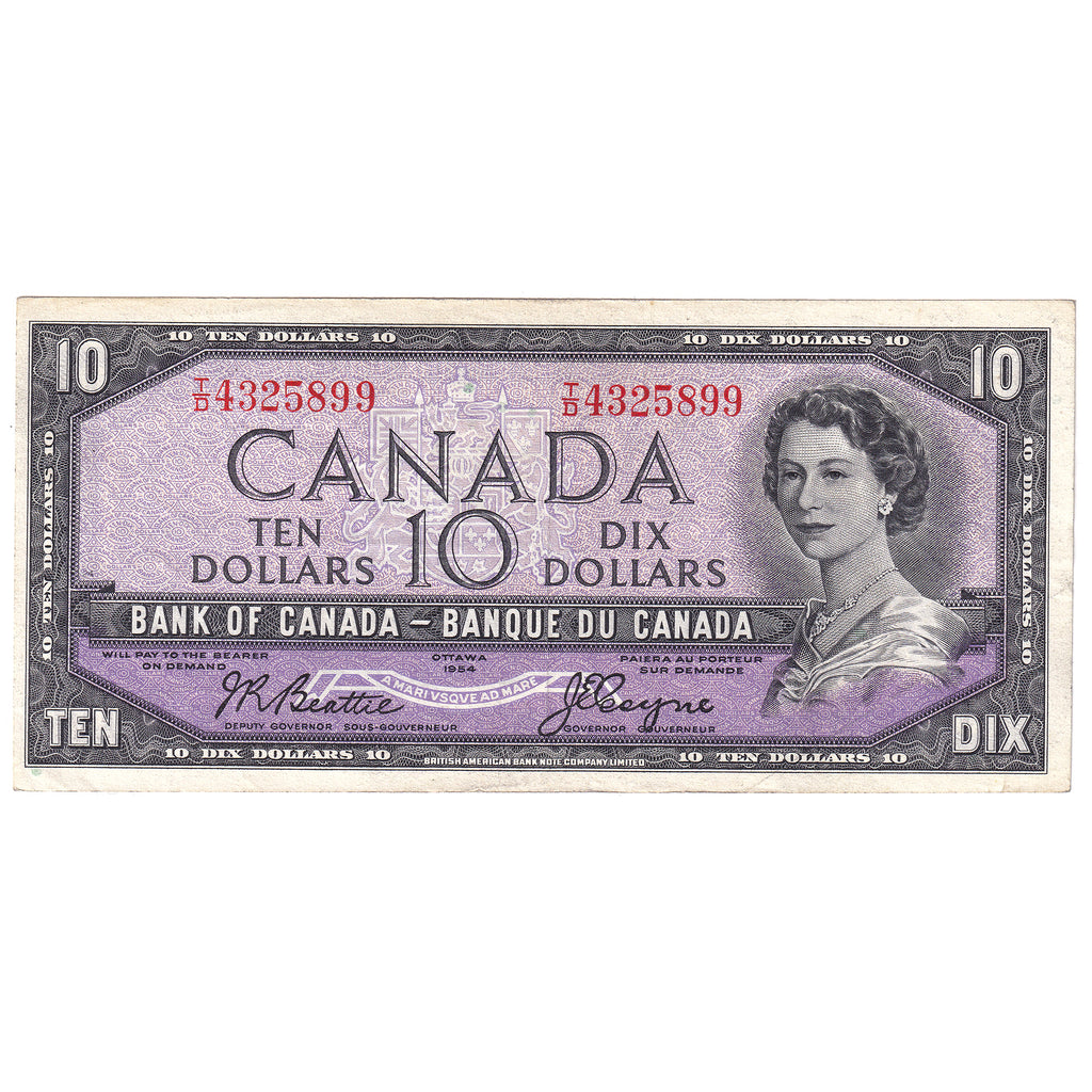 BC-40a 1954 Canada $10 Beattie-Coyne, T/D, EF