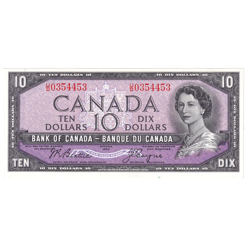 BC-40a 1954 Canada $10 Beattie-Coyne, U/D, Uncirculated (MS60)