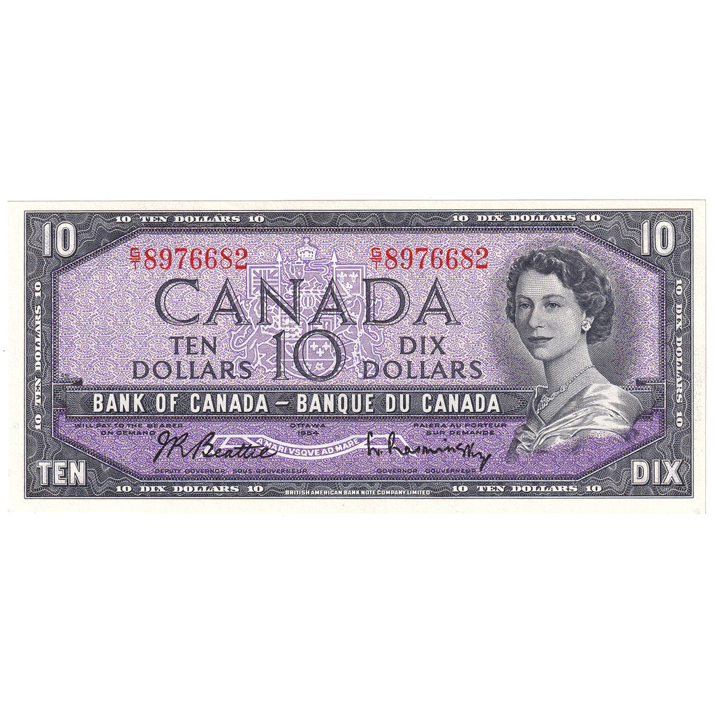 BC-40b 1954 Canada $10 Beattie-Rasminsky, G/T, Uncirculated (MS60)