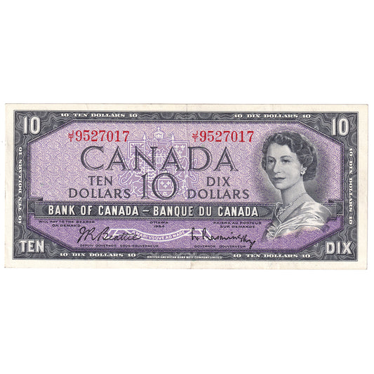 BC-40b 1954 Canada $10 Beattie-Rasminsky, J/T, VF-EF