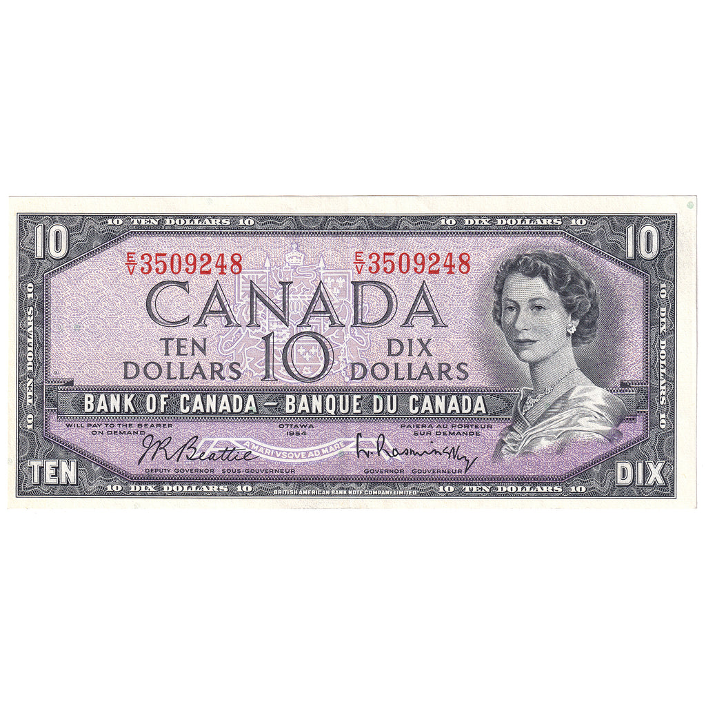 BC-40b 1954 Canada $10 Beattie-Rasminsky, E/V, EF-AU