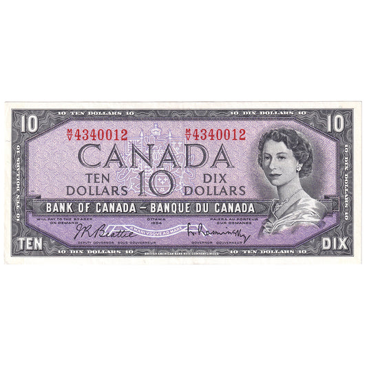 BC-40b 1954 Canada $10 Beattie-Rasminsky, M/V, EF