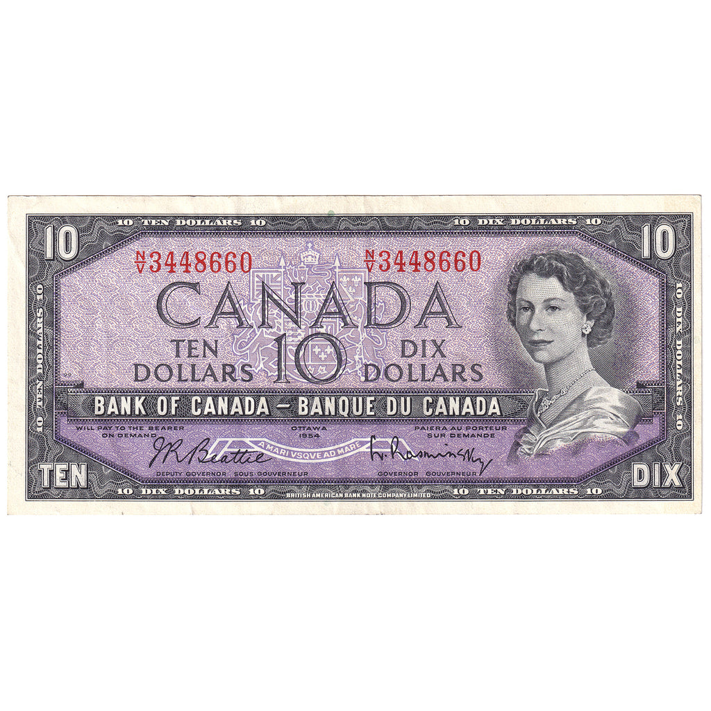 BC-40b 1954 Canada $10 Beattie-Rasminsky, N/V, VF-EF