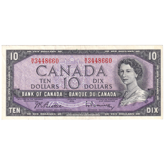 BC-40b 1954 Canada $10 Beattie-Rasminsky, N/V, VF-EF