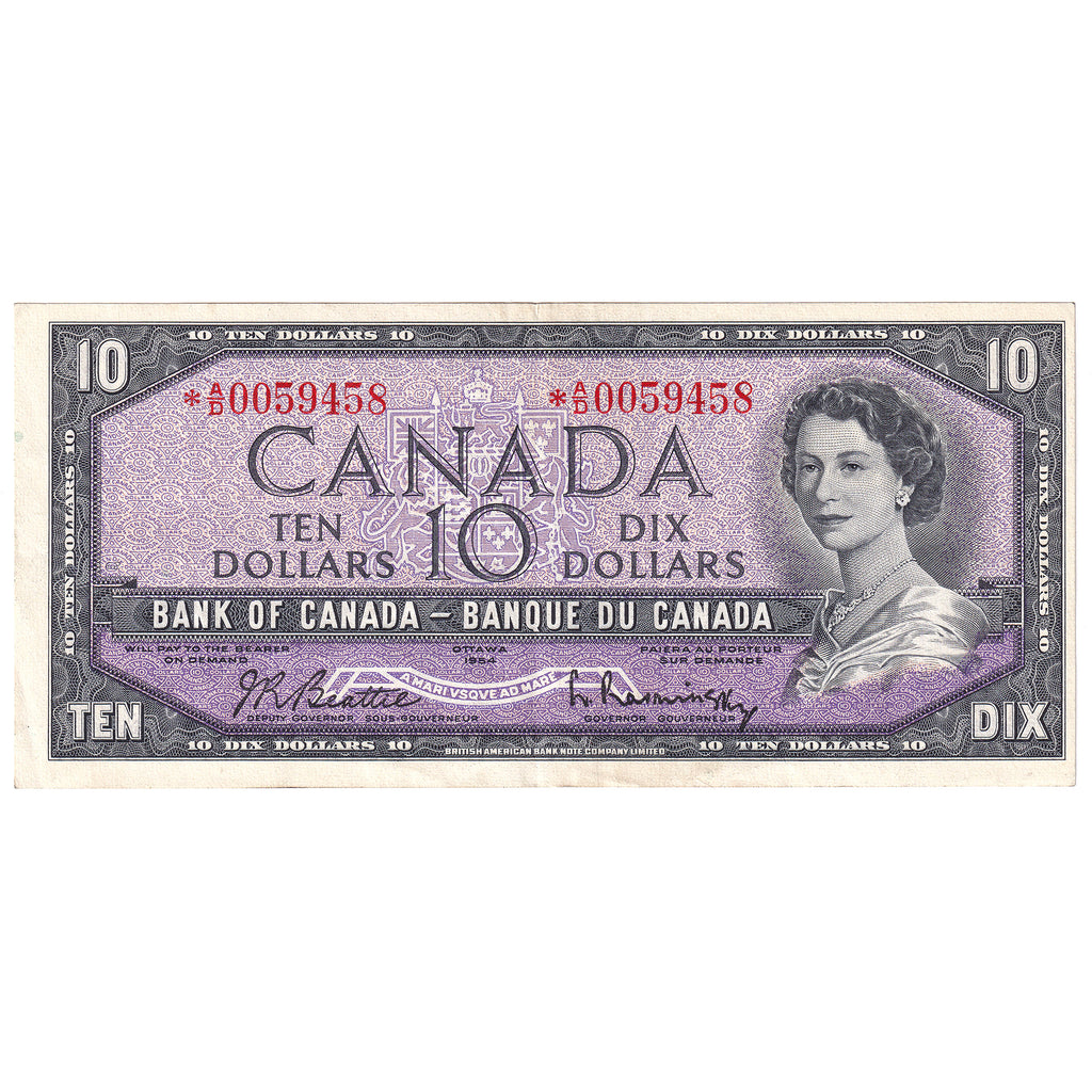 BC-40bA 1954 Canada $10 Beattie-Rasminsky, *A/D, EF