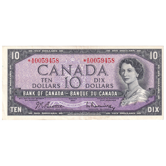 BC-40bA 1954 Canada $10 Beattie-Rasminsky, *A/D, EF