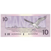 BC-57a-N1-iii 1989 Canada $10 Thiessen-Crow, 4 Digit RADAR AEZ5493945, Choice Uncirculated (CUNC63)