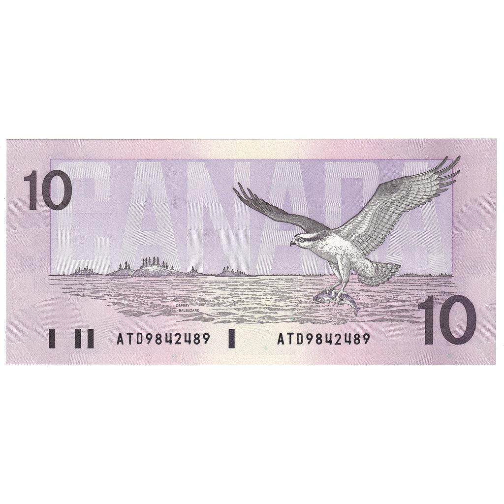 BC-57a-N1-iii 1989 Canada $10 Thiessen-Crow, 4 Digit RADAR ATD9842489, CUNC
