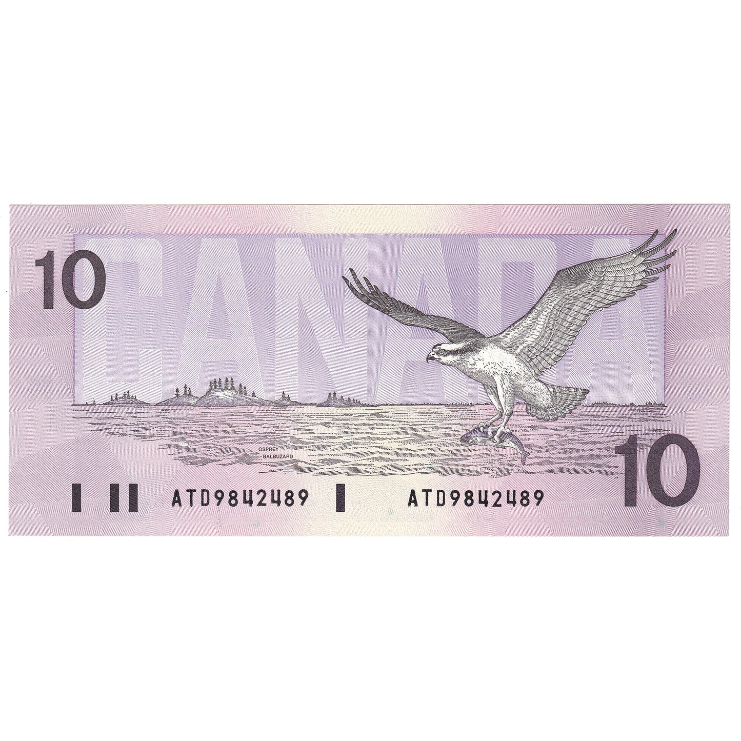 BC-57a-N1-iii 1989 Canada $10 Thiessen-Crow, 4 Digit RADAR ATD9842489, CUNC