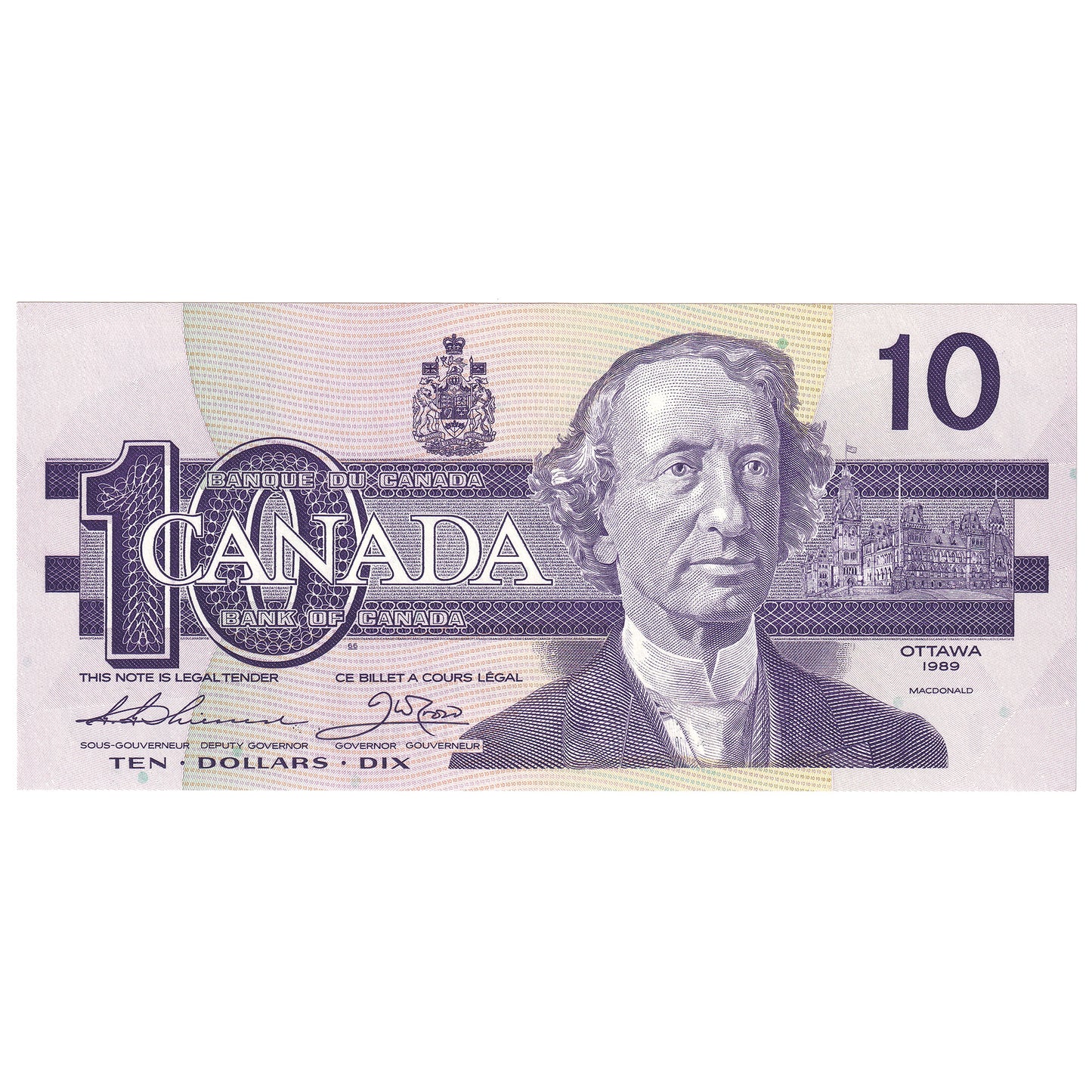 BC-57a-N1-iii 1989 Canada $10 Thiessen-Crow, 4 Digit RADAR ATD9842489, CUNC