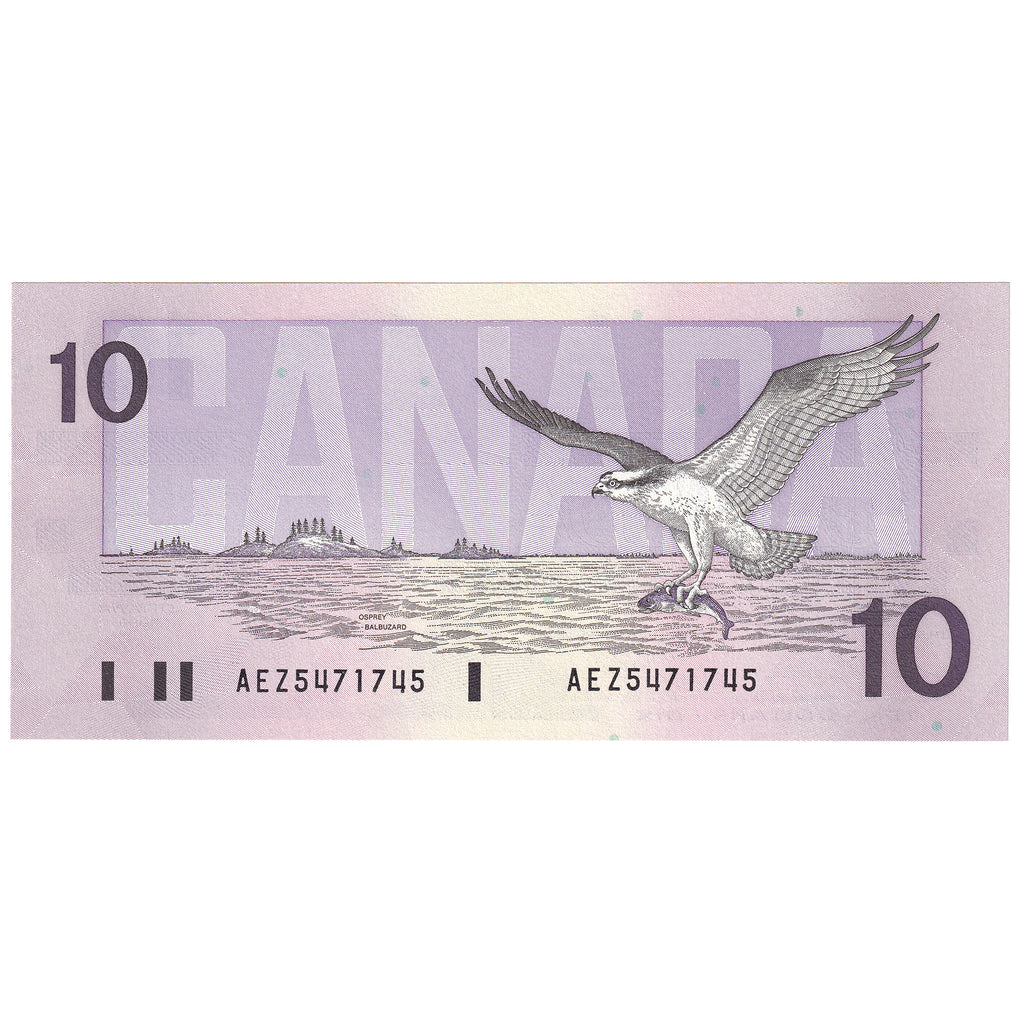 BC-57a-N1-iii 1989 Canada $10 Thiessen-Crow, 4 Digit RADAR AEZ5471745, Choice Uncirculated (CUNC63)