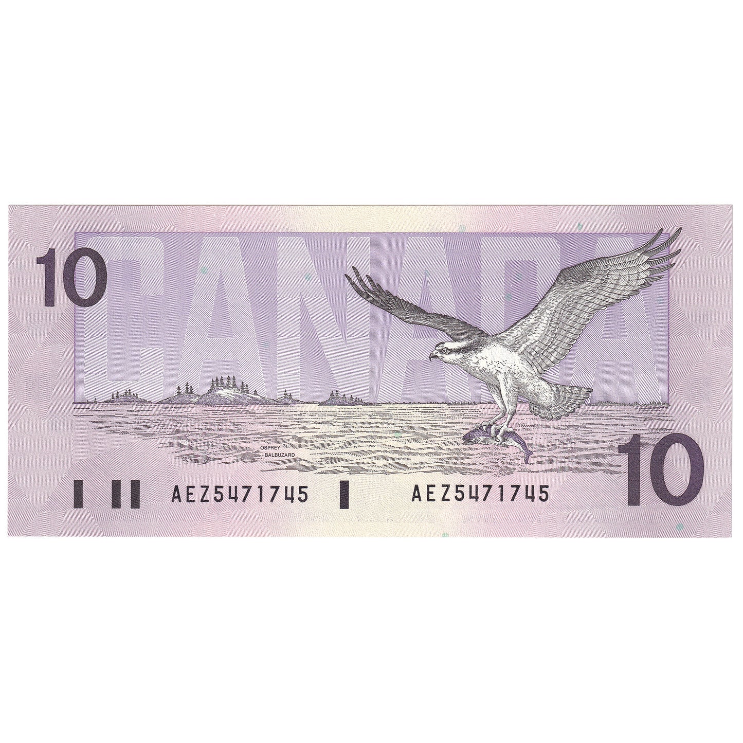 BC-57a-N1-iii 1989 Canada $10 Thiessen-Crow, 4 Digit RADAR AEZ5471745, Choice Uncirculated (CUNC63)