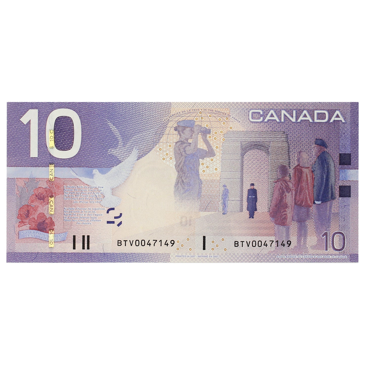 BC-68a 2007 Canada $10 Jenkins-Dodge, BTV, Choice Uncirculated (CUNC63)