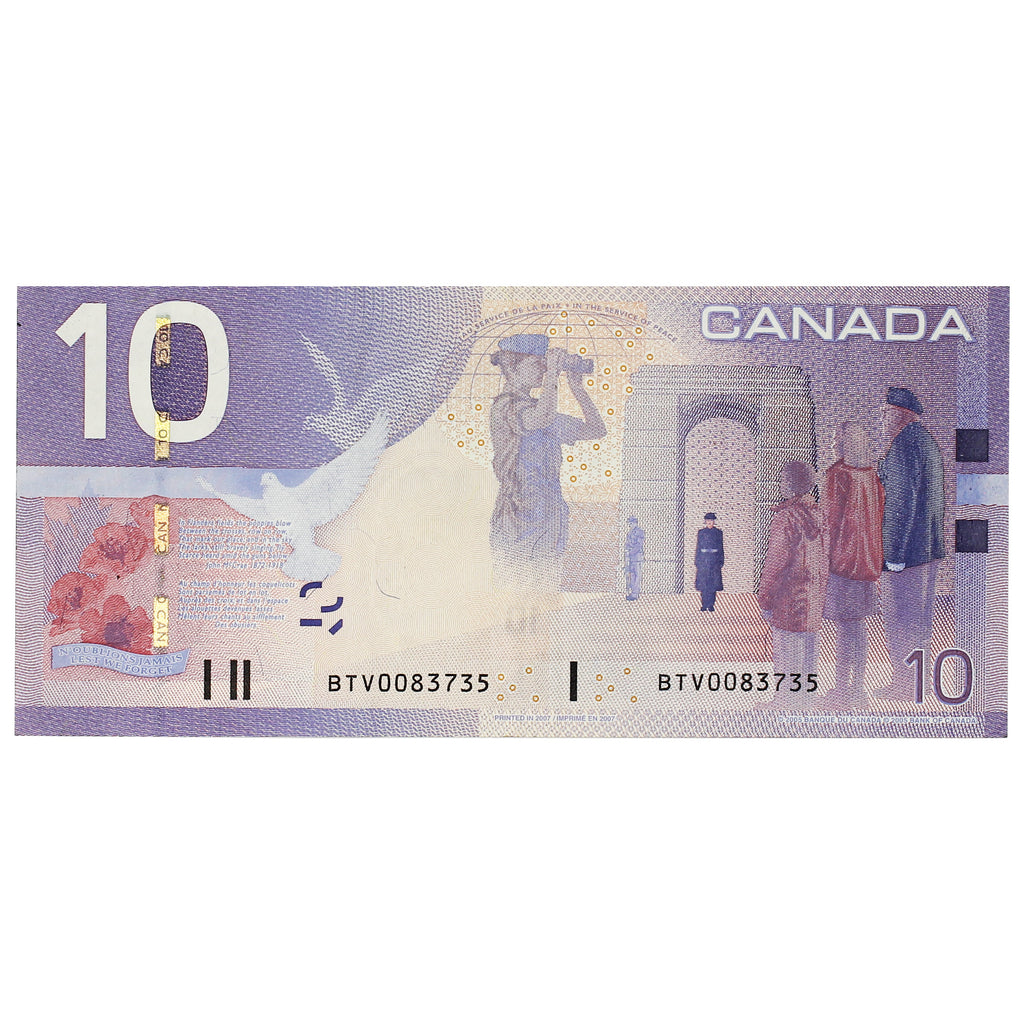 BC-68aA 2007 Canada $10 Jenkins-Dodge, BTV (0.080-0.086), VF-EF (VF30)