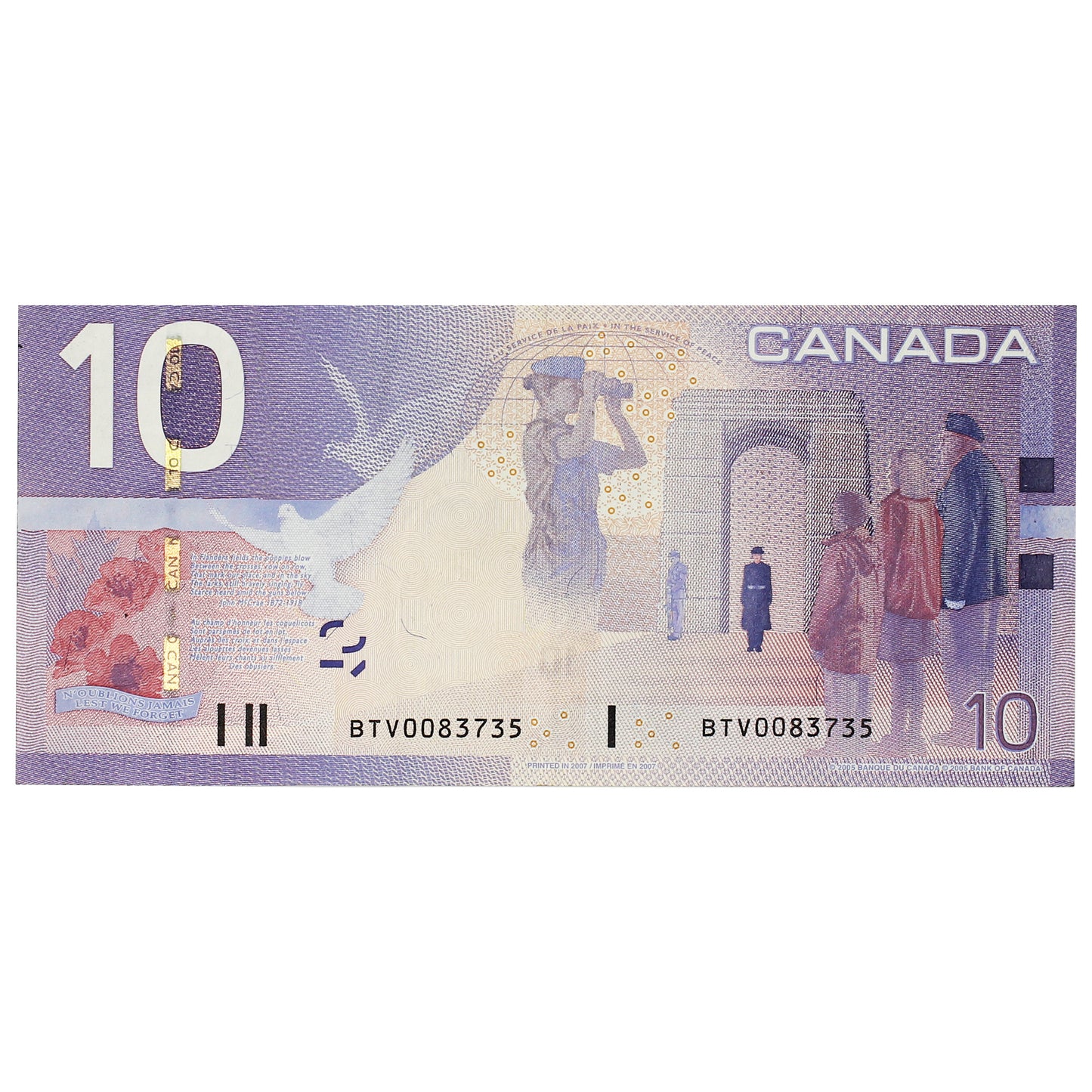 BC-68aA 2007 Canada $10 Jenkins-Dodge, BTV (0.080-0.086), VF-EF (VF30)
