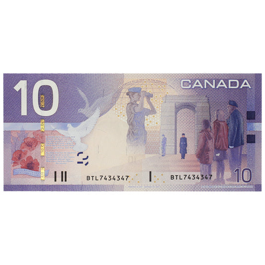 BC-68a-N1-iii 2007 Canada $10 Jenkins-Dodge, 3 Digit RADAR, BTL7434347, CUNC