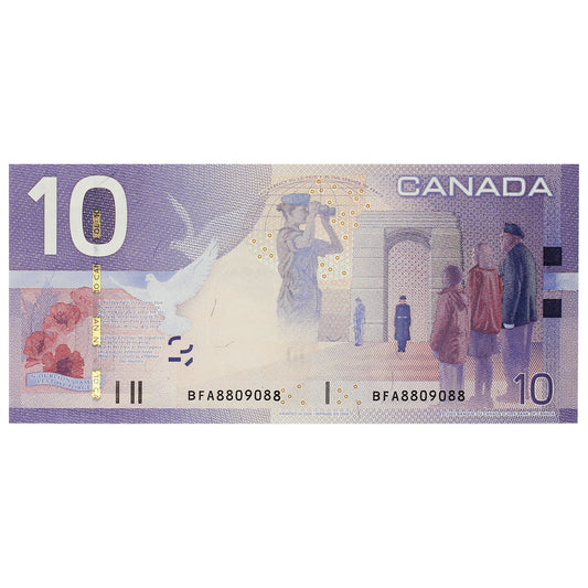 BC-68b-N1-iii 2008 Canada $10 Jenkins-Carney, 3 Digit RADAR, BFA8809088, UNC