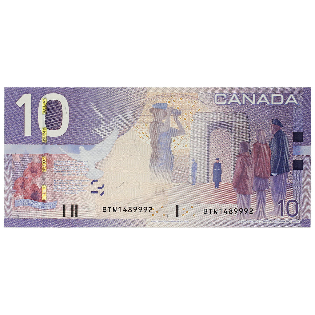 BC-68bA 2008 Canada $10 Jenkins-Carney, BTW (1.440-1.600), Choice Uncirculated (CUNC63)