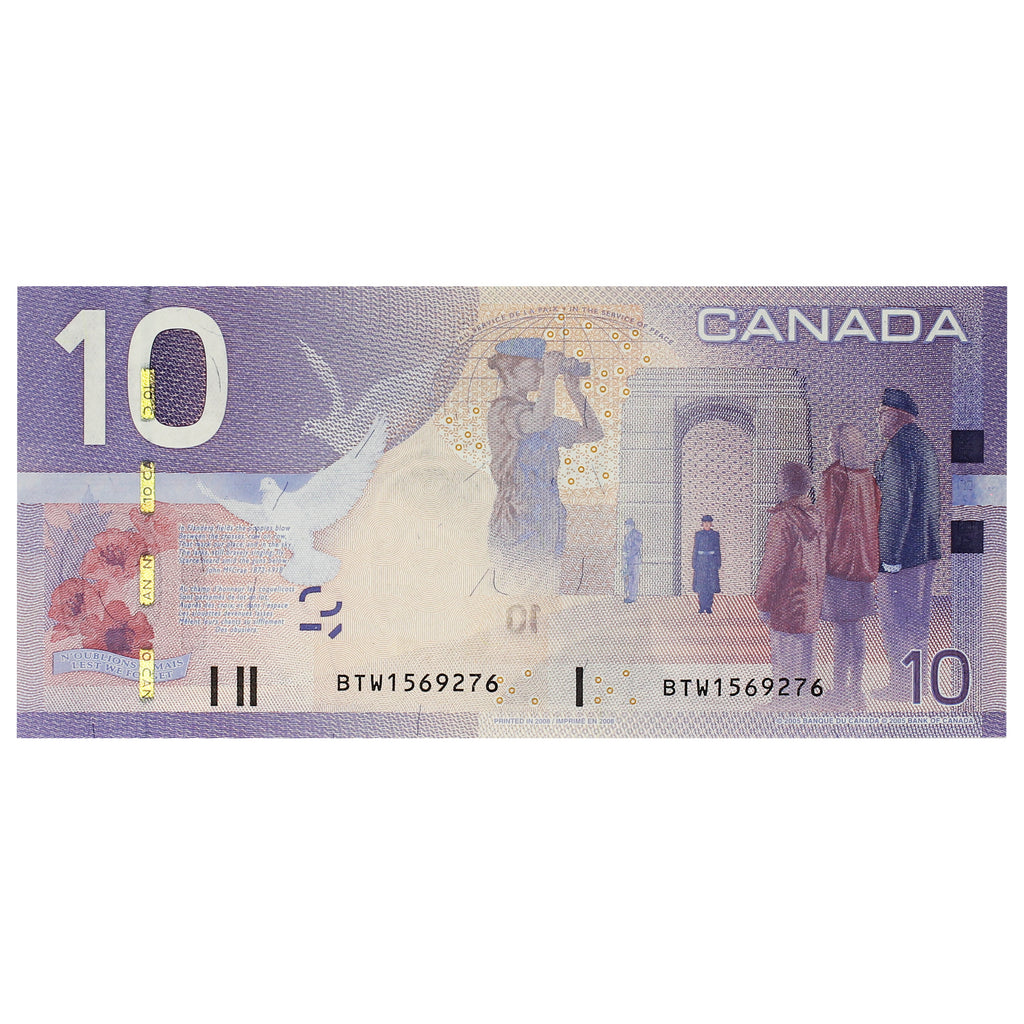 BC-68bA 2008 Canada $10 Jenkins-Carney, BTW (1.440-1.600), Uncirculated (MS60)