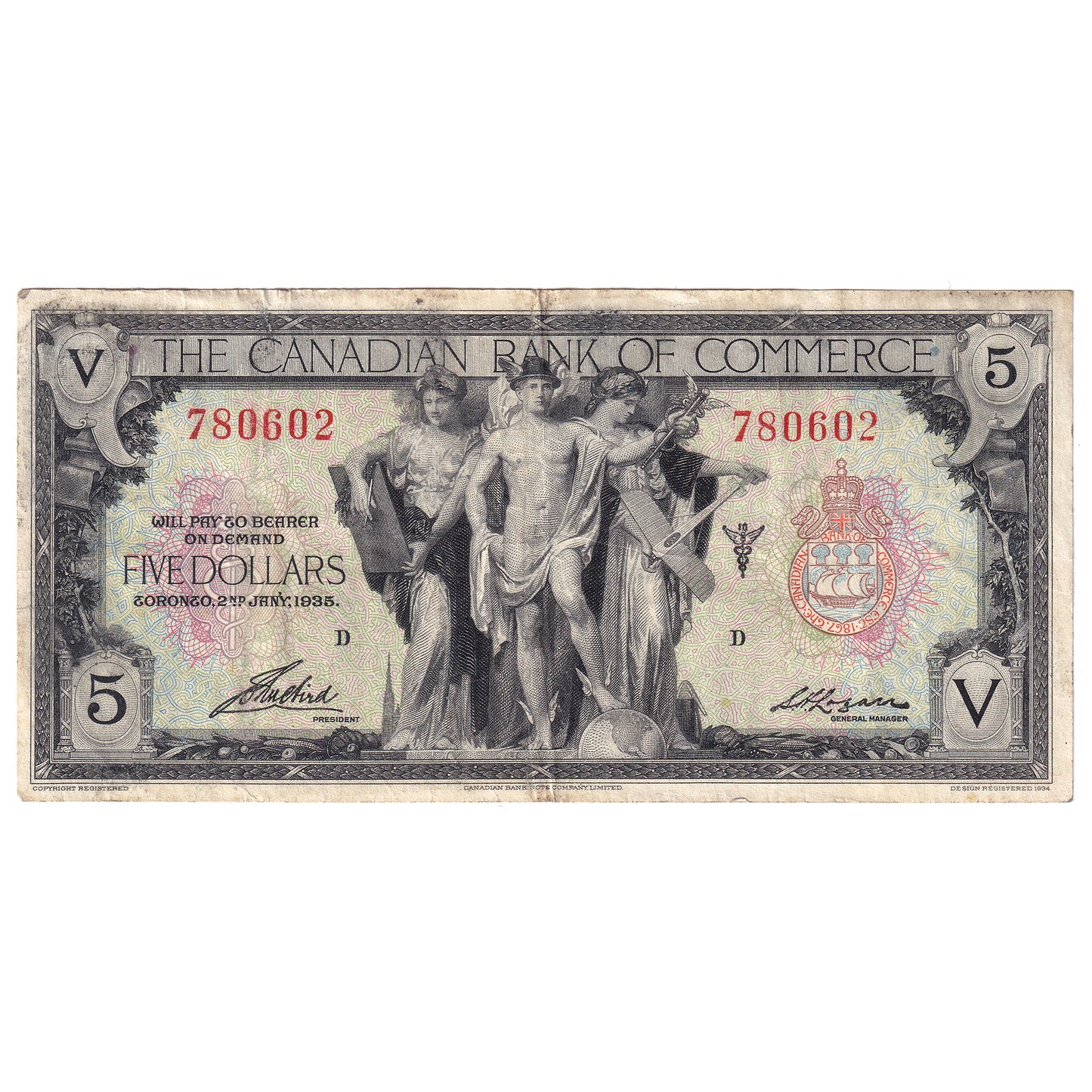 75-18-02 1935 Canadian Bank of Commerce $5 Aird-Logan, EF
