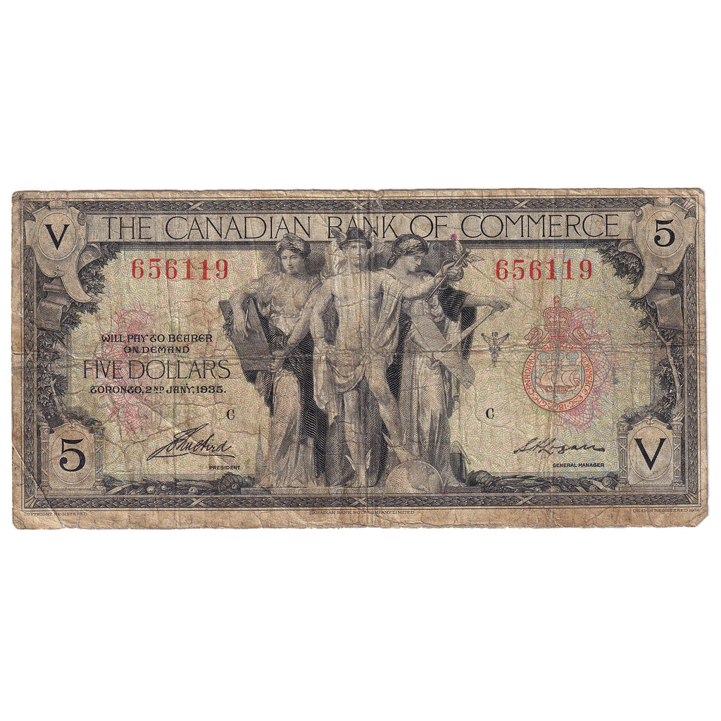 75-18-02 1935 Canadian Bank of Commerce $5 Aird-Logan, Very Good (VG8)