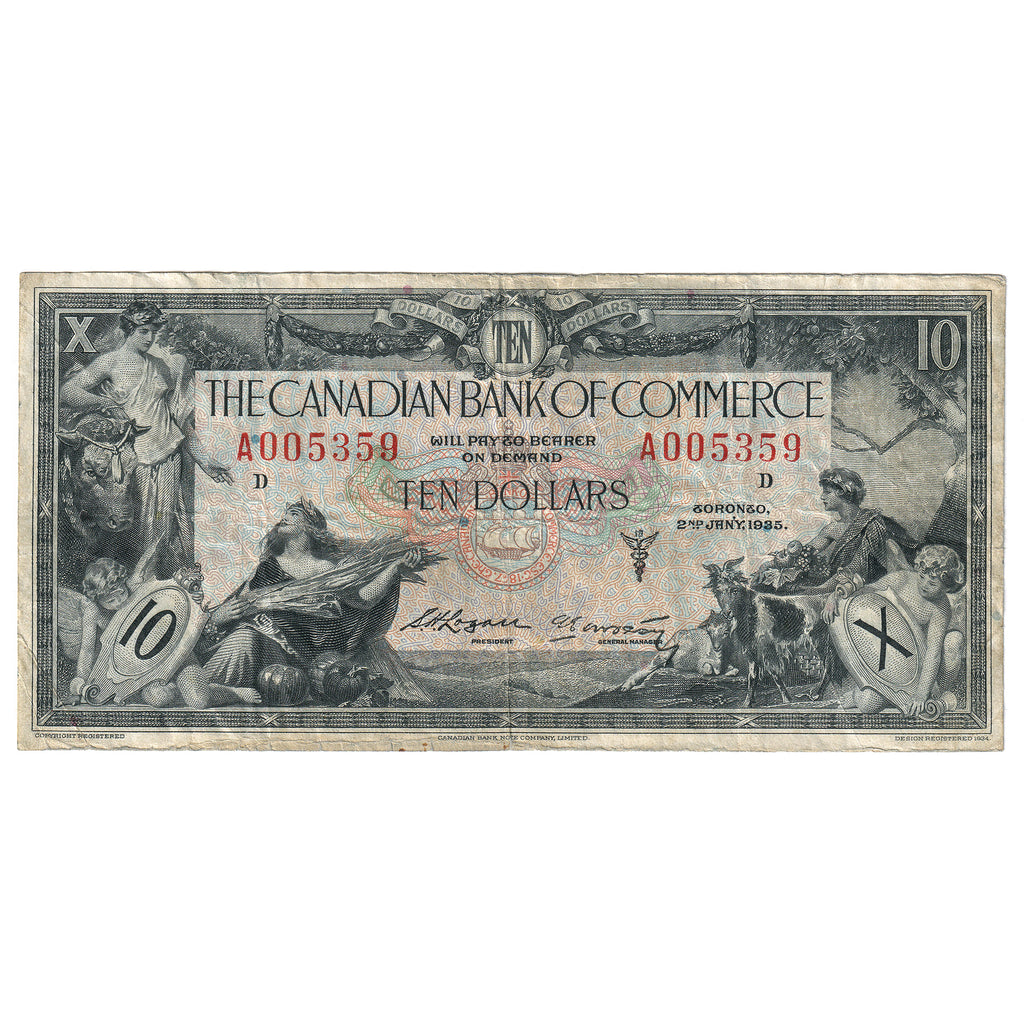 75-18-08a 1935 Canadian Bank of Commerce $10 Logan-Arscott, Type 2 Signature, Very Fine (VF20)