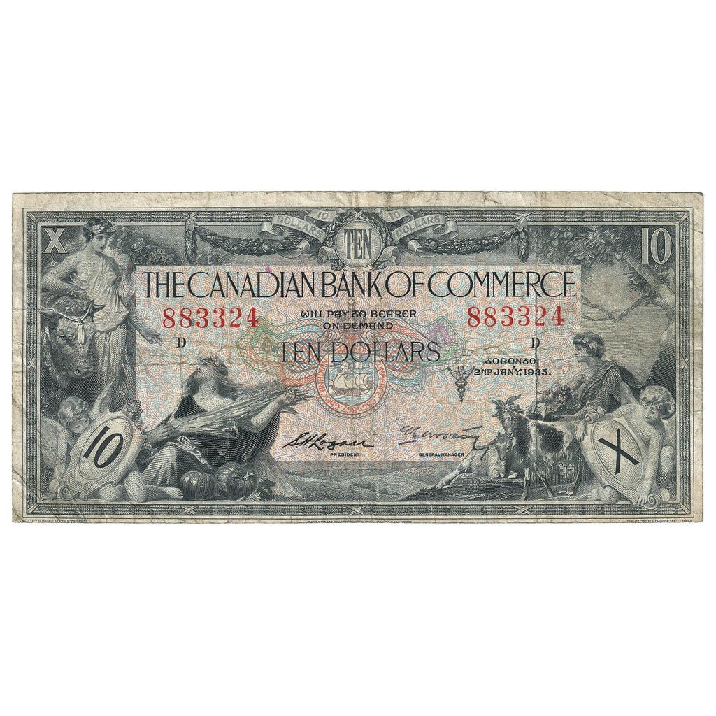 75-18-08a 1935 Canadian Bank of Commerce $10 Logan-Arscott, Type 2 Signature, F-VF