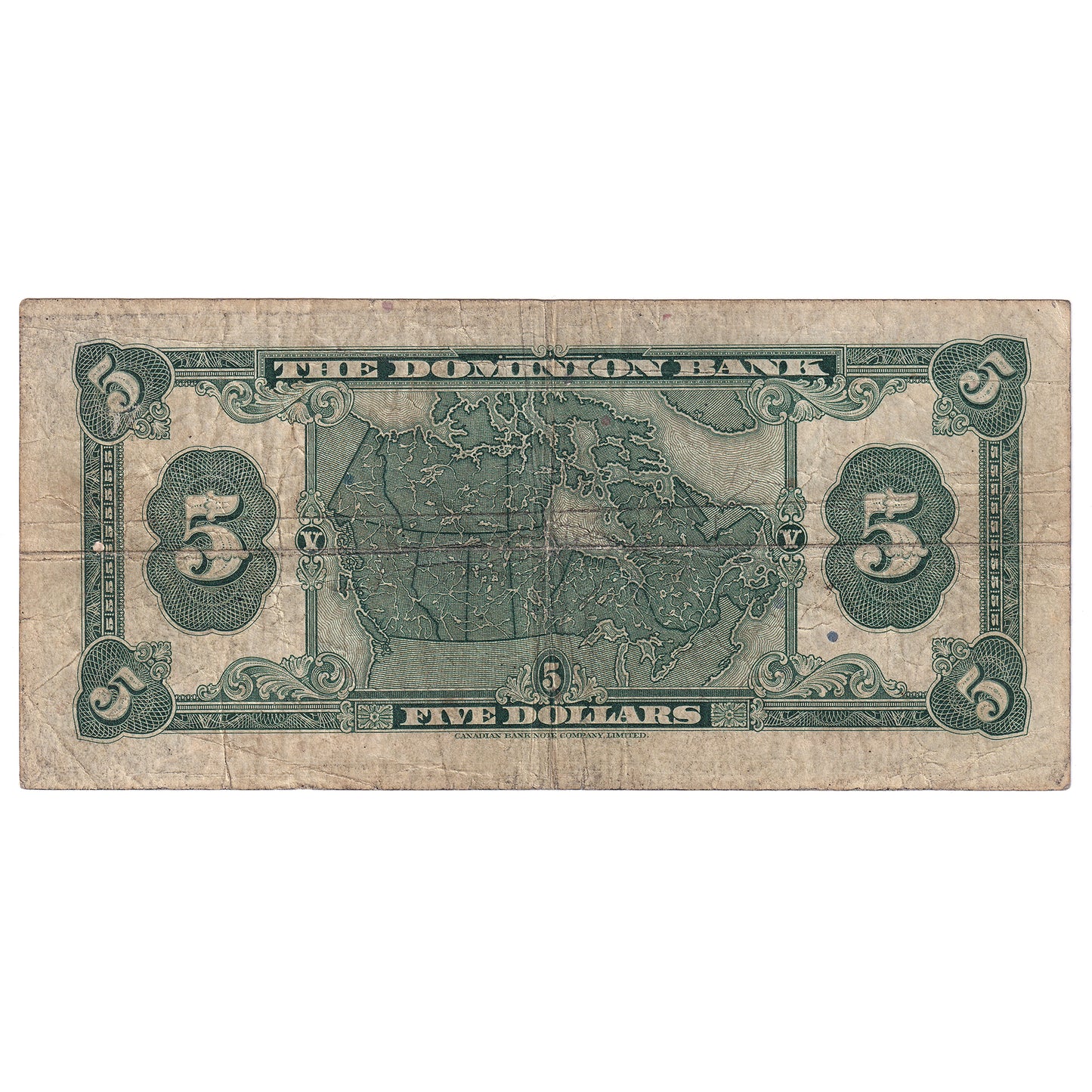 220-26-02 1935 Dominion Bank $5 Dawson-Carlisle, Fine (F12)