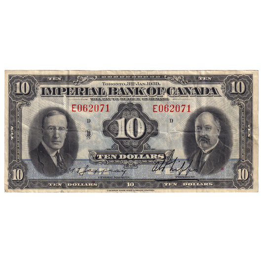 375-24-04 1939 Imperial Bank $10 Jaffray-Phipps, VF-EF