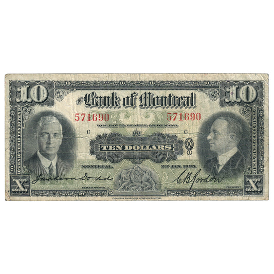 505-60-04 1935 Bank of Montreal $10 Dodds-Gordon, VG-F