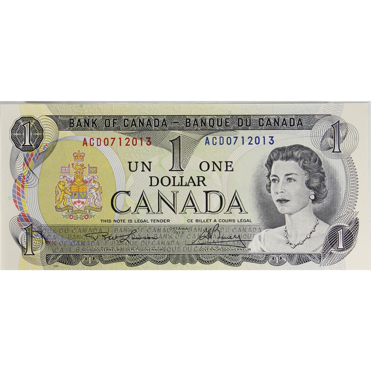 BC-46a-i 1973 Canada $1 Lawson-Bouey, ACD, Uncirculated (MS60)