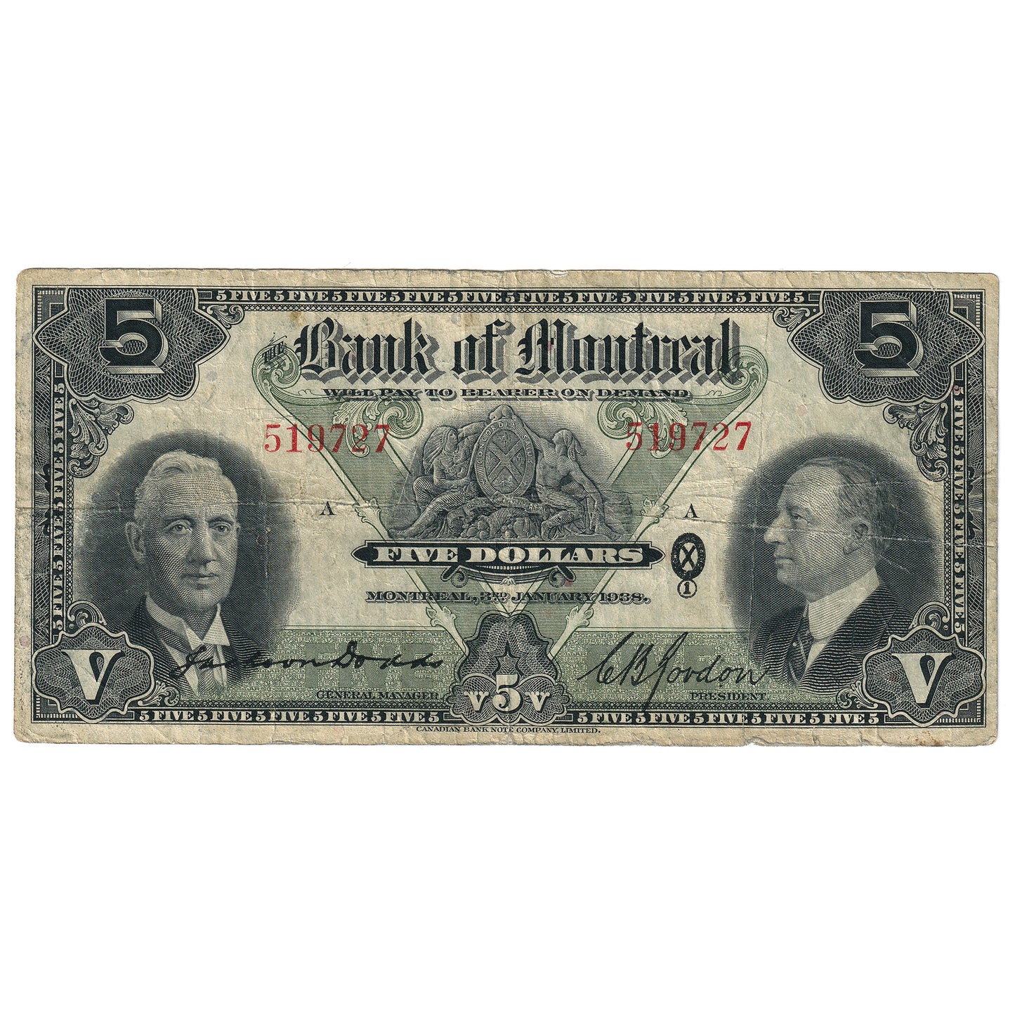 505-62-02 1938 Bank of Montreal $5 Dodds-Gordon, F