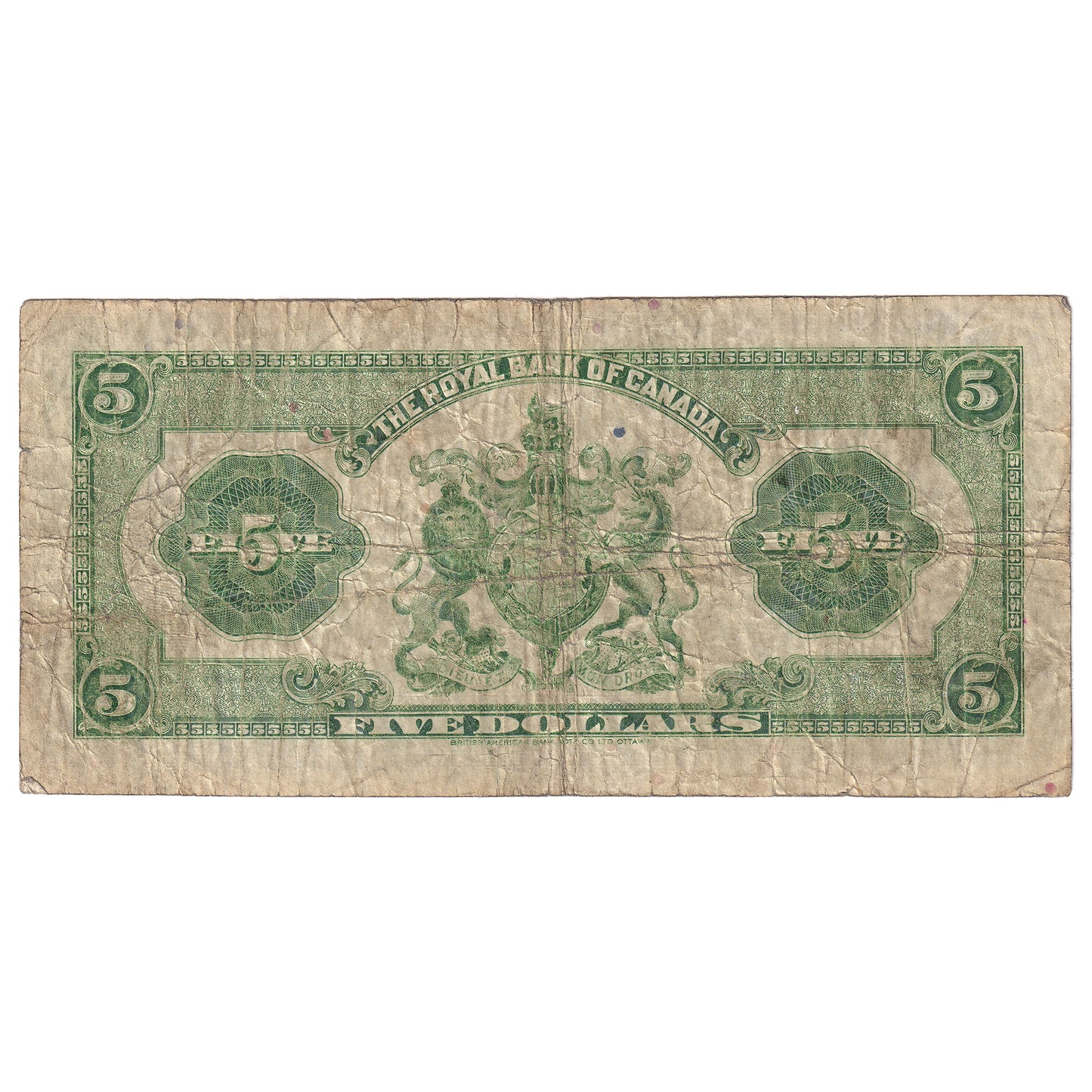 630-18-02a 1935 Royal Bank $5 Dobson-Wilson, Large Signatures, VG-F (VG10)