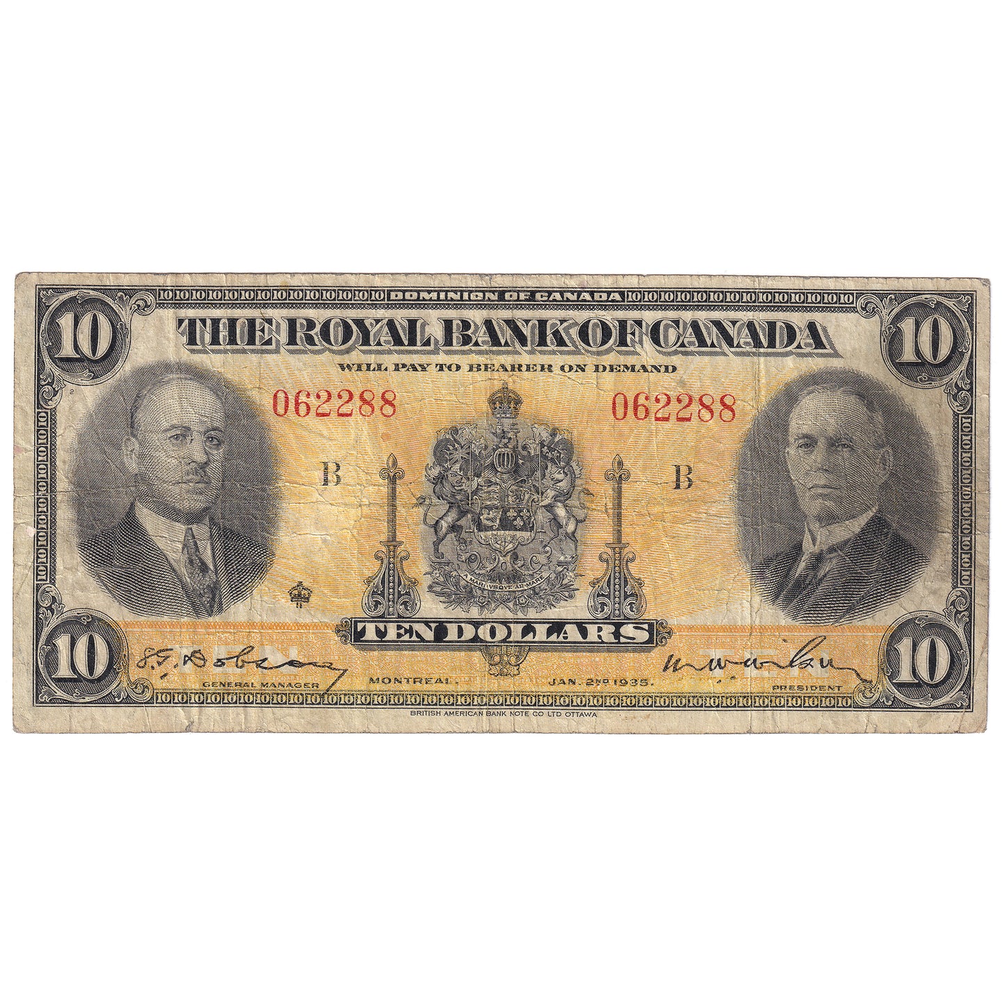 630-18-04 1935 Canada $10 Dobson-Wilson, Small Signatures, Fine (F12)