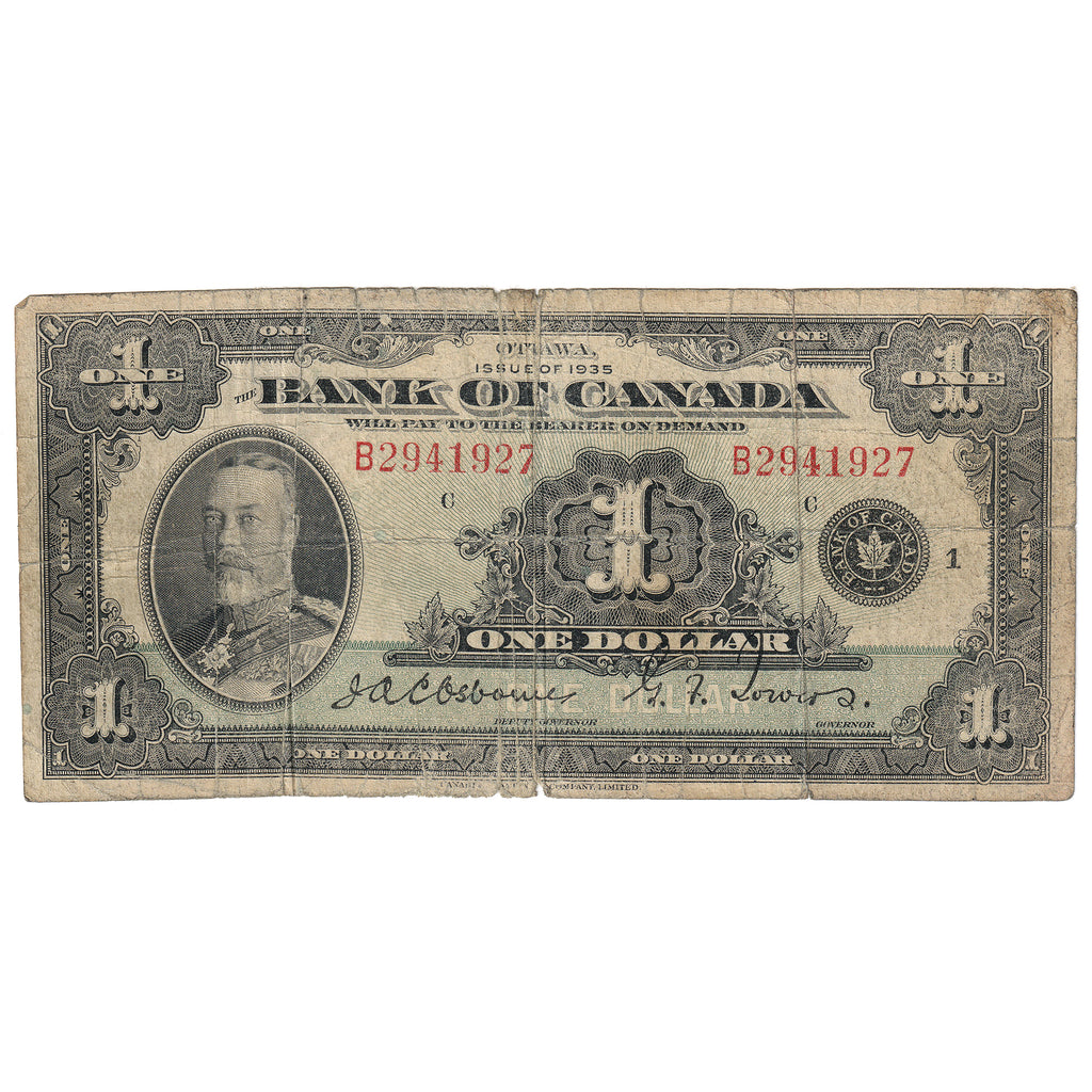BC-1 1935 Canada $1 Osborne-Towers, English, Series B, Circ