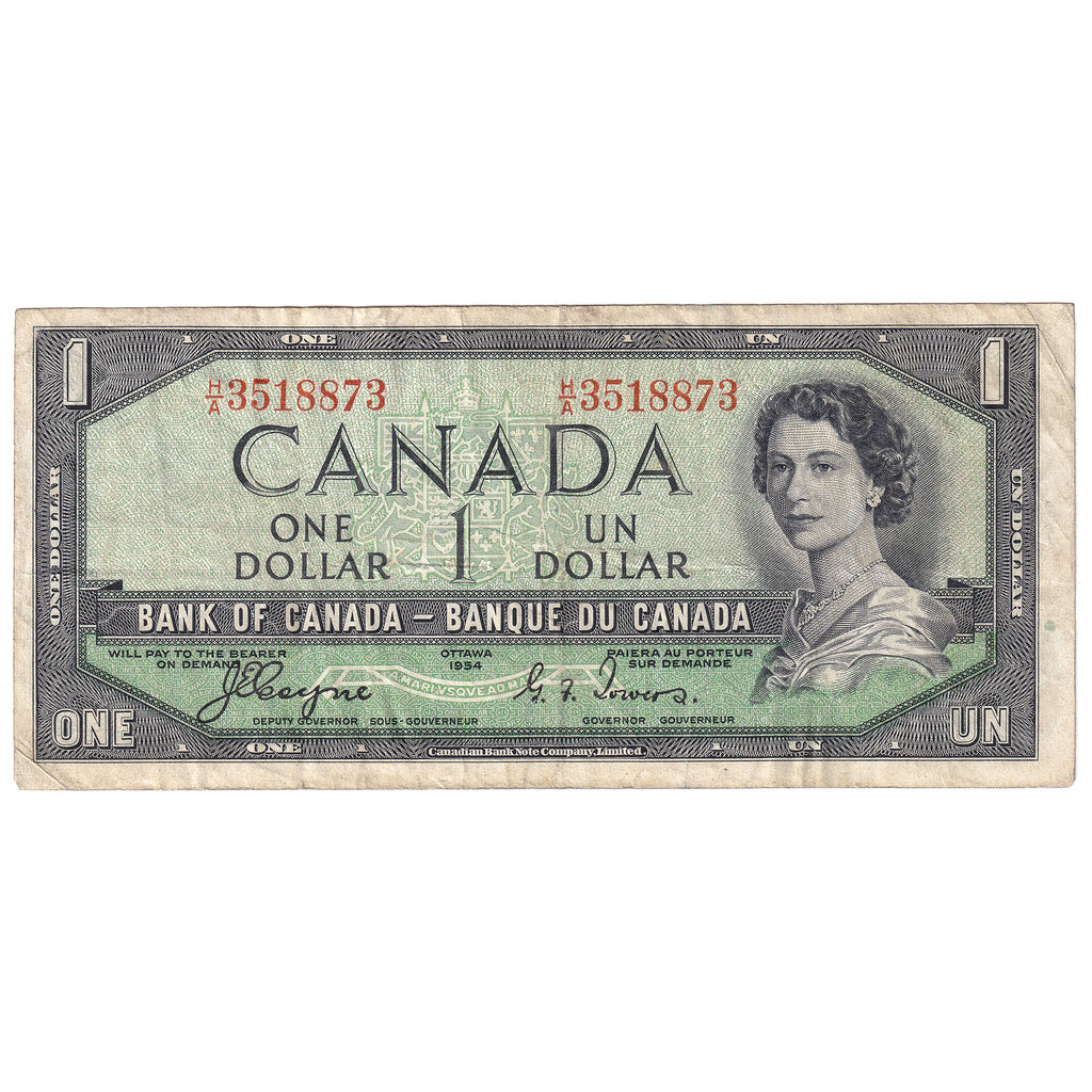 BC-29a 1954 Canada $1 Coyne-Towers, Devil's Face, H/A, VF