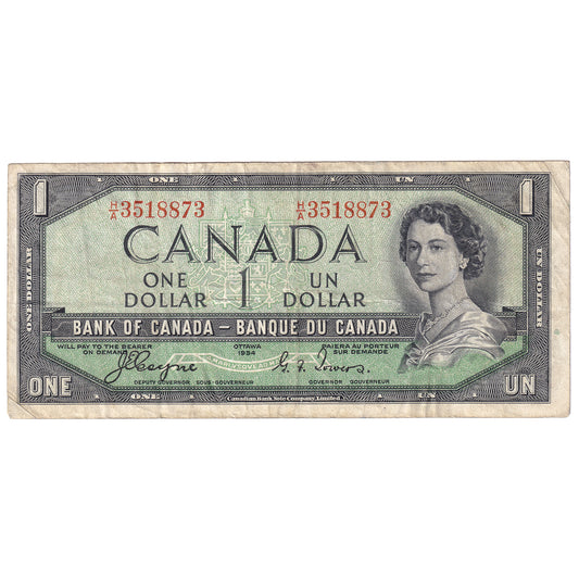 BC-29a 1954 Canada $1 Coyne-Towers, Devil's Face, H/A, VF