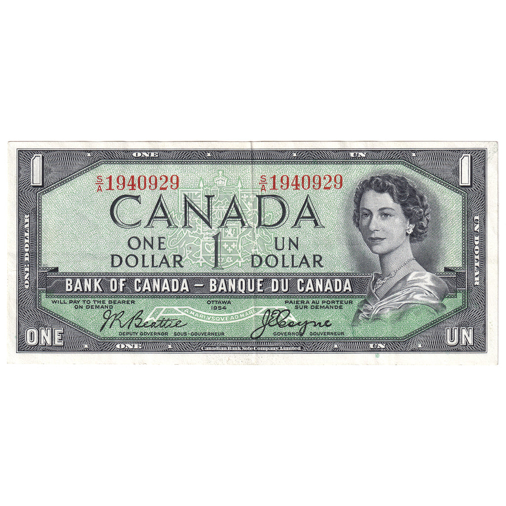 BC-29a 1954 Canada $1 Coyne-Towers, Devil's Face, S/A, EF