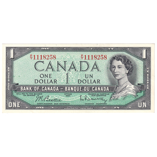 BC-37b 1954 Canada $1 Beattie-Rasminsky, P/Y, AU