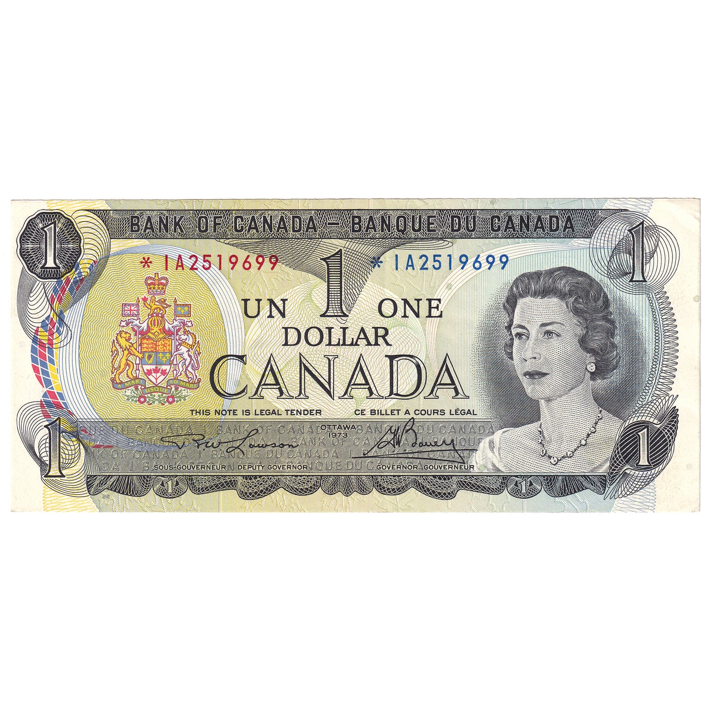BC-46aA 1973 Canada $1 Lawson-Bouey, *IA, EF-AU (EF45)
