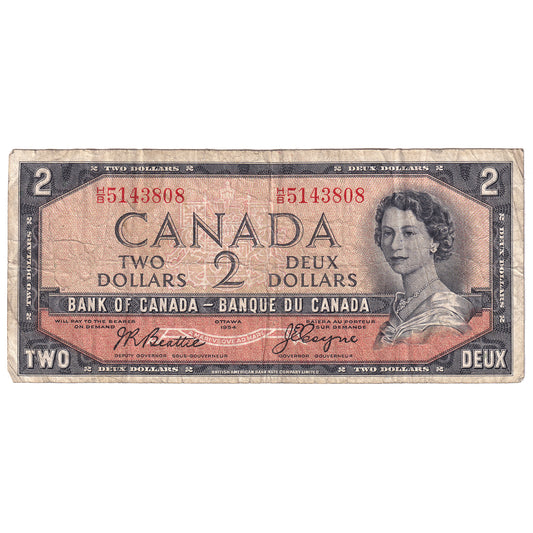 BC-30b 1954 Canada $2 Beattie-Coyne, Devil's Face, H/B, VG-F