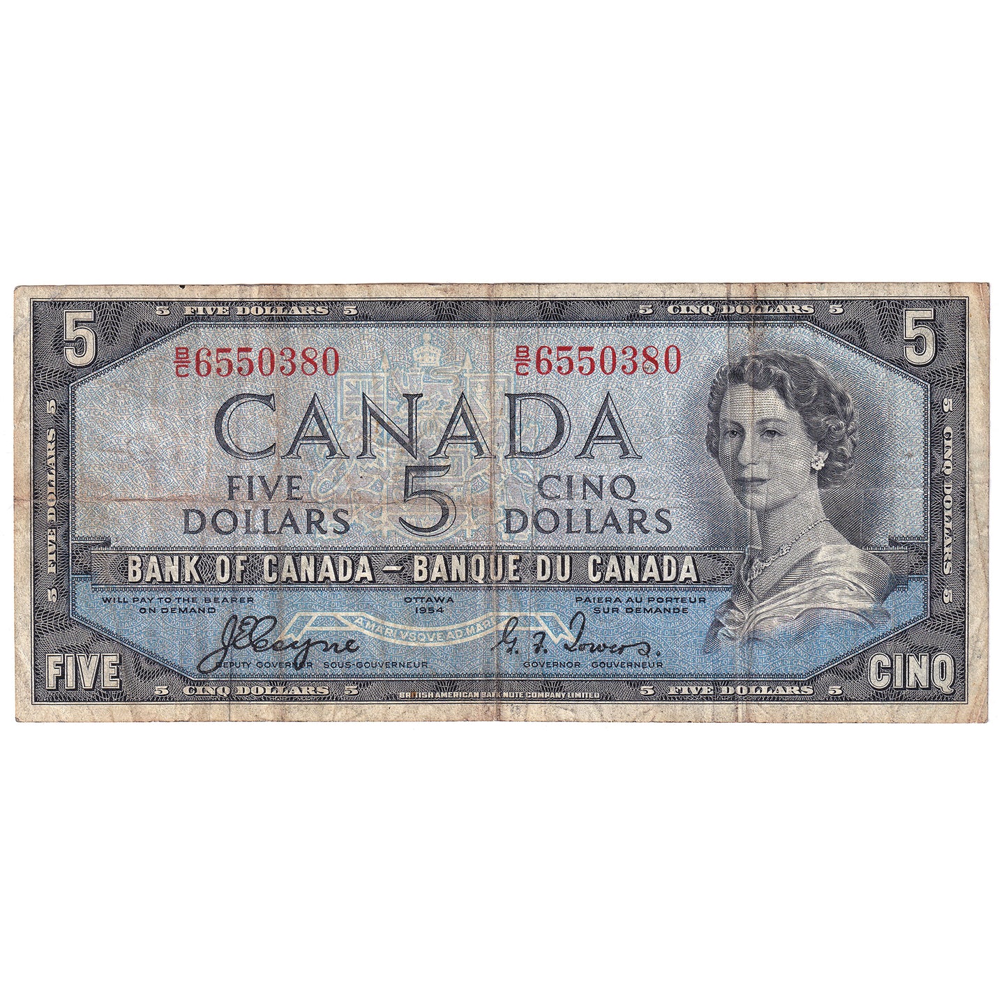 BC-31a 1954 Canada $5 Coyne-Towers, Devil's Face, B/C, F-VF