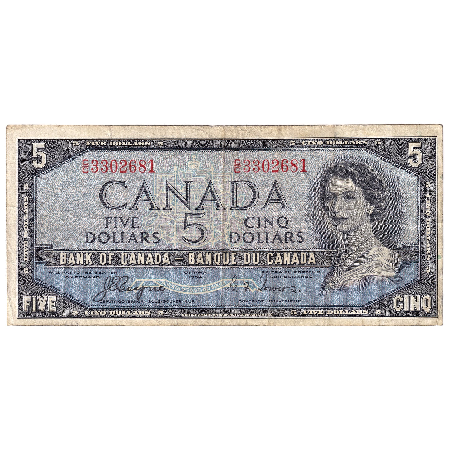 BC-31a 1954 Canada $5 Coyne-Towers, Devil's Face, C/C, F-VF
