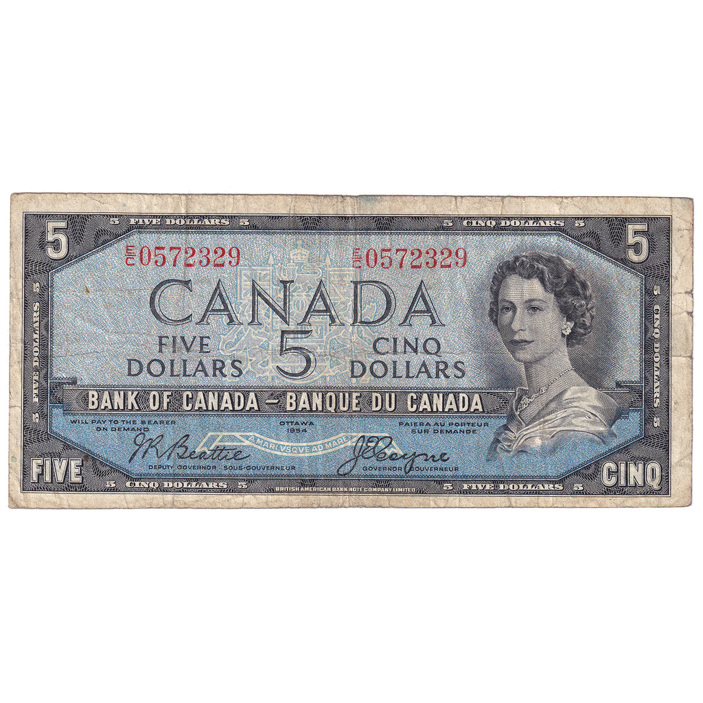 BC-31b 1954 Canada $5 Beattie-Coyne, Devil's Face, E/C, VG-F