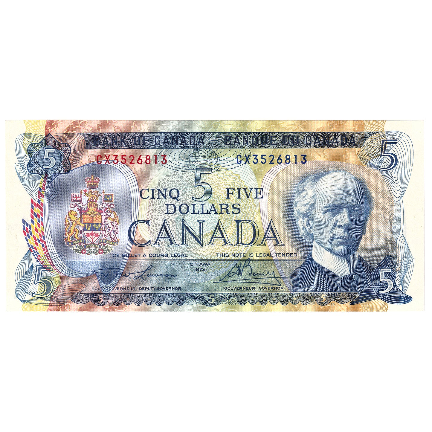 BC-48b 1972 Canada $5 Lawson-Bouey, CX, CUNC