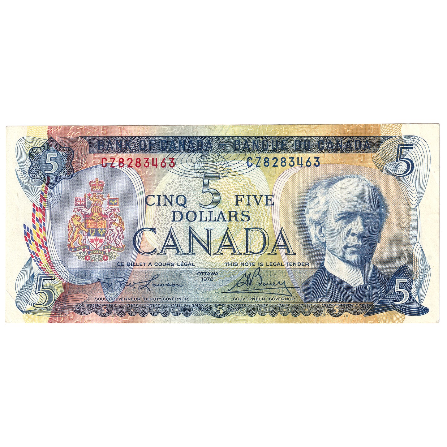BC-48b 1972 Canada $5 Lawson-Bouey, CZ, VF-EF