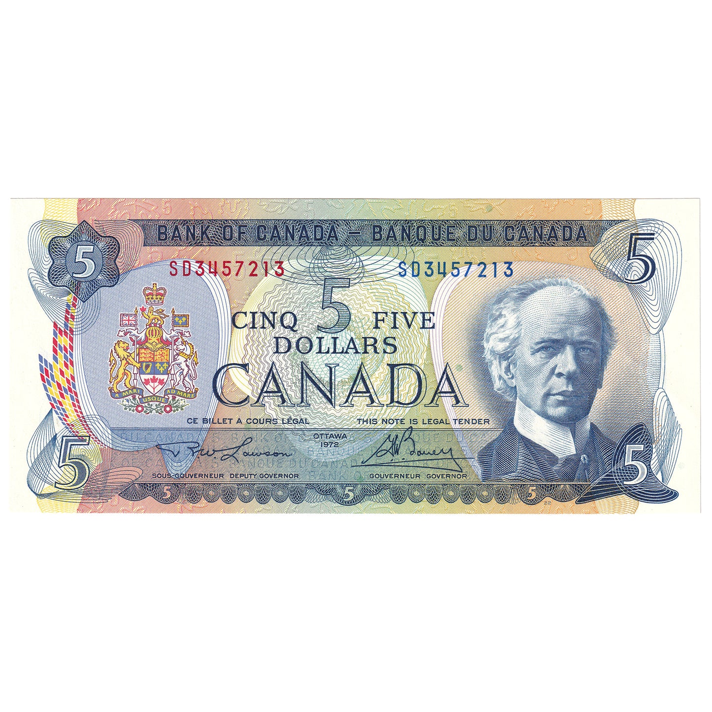 BC-48b 1972 Canada $5 Lawson-Bouey, SD, CUNC