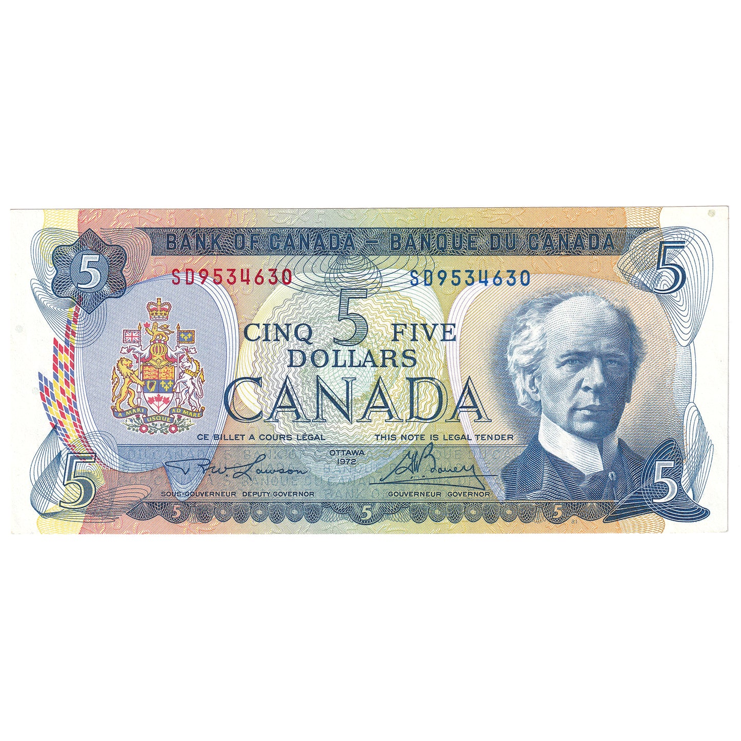 BC-48b 1972 Canada $5 Lawson-Bouey, SD, Circ
