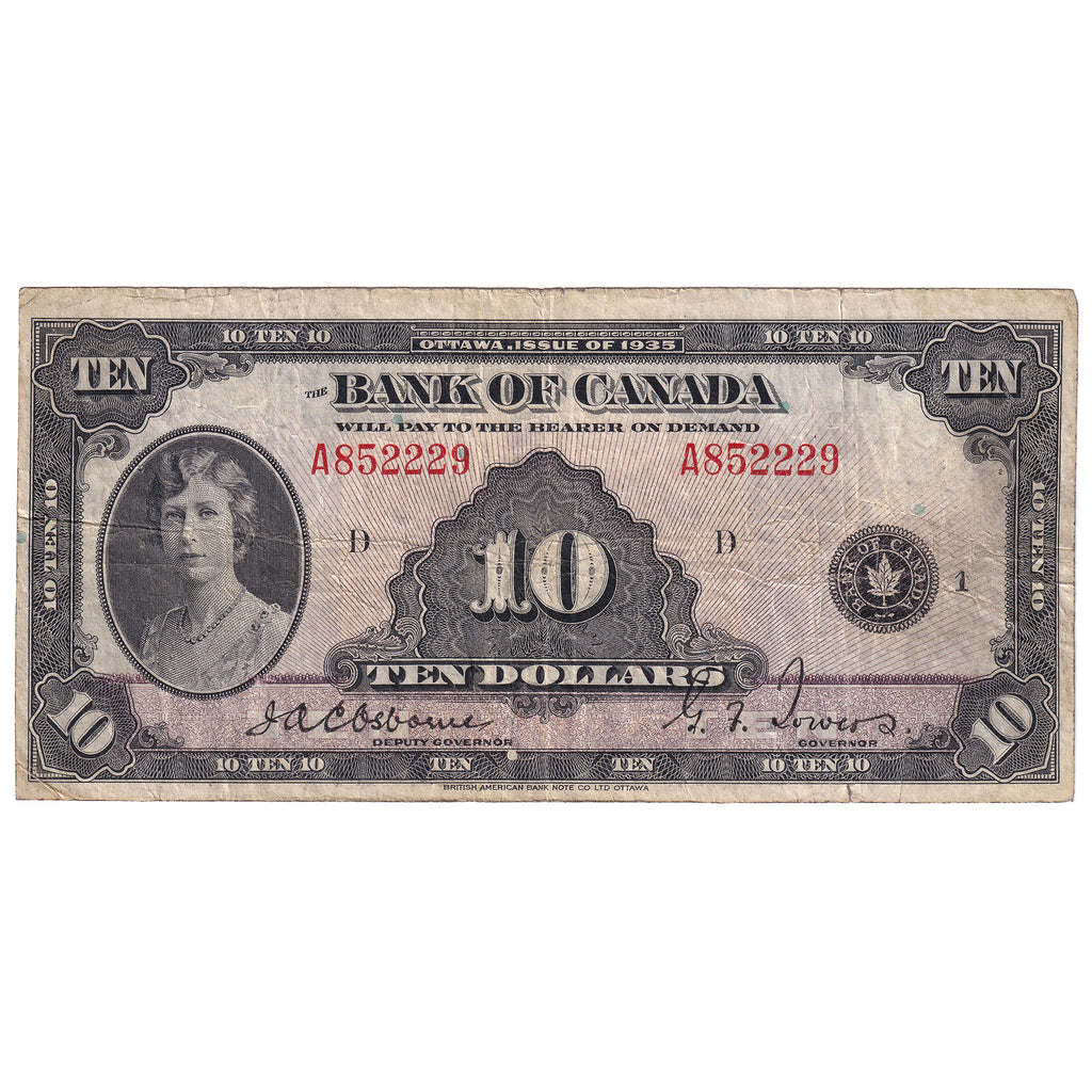 BC-7 1935 Canada $10 Osborne-Towers, English, F
