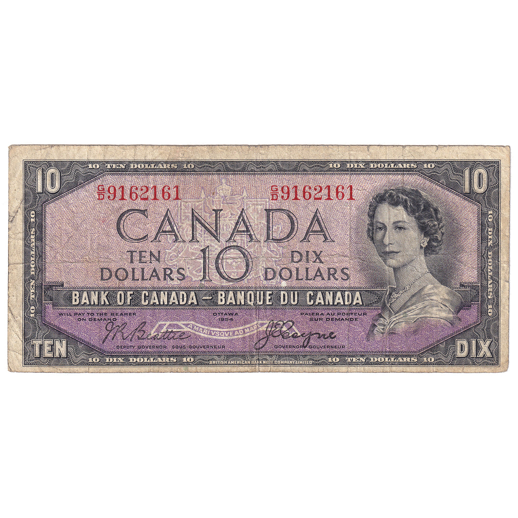 BC-32a 1954 Canada $10 Coyne-Towers, Devil's Face, G/D, Very Good (VG8)